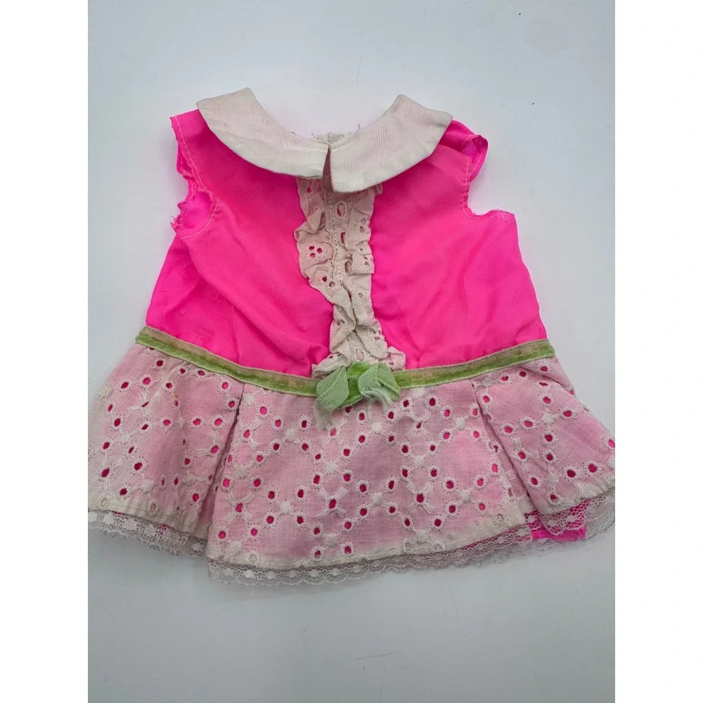 Baby 1964‎ First Step Pink Eyelet Lace Doll Dress Vintage Japan Accessory